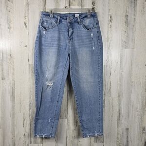 Time and tru mid rise straight leg light wash blue denim jeans women's size 12